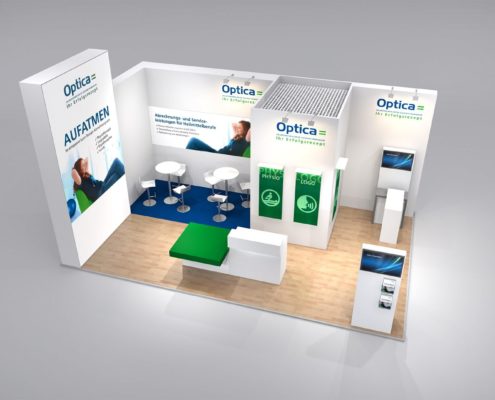 Optica Messestand auf Motek