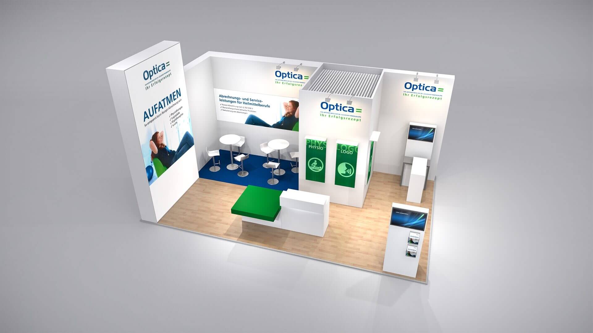 Optica Messestand auf Motek